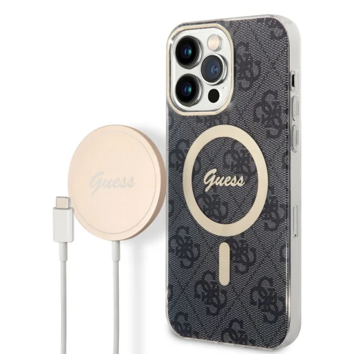 iPhone 14 Pro Guess BUGUHMP14LH4EACSK 4G MagSafe kompatibilis hátlap + vezeték nélküli töltő fekete - 1