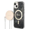 iPhone 14 Guess BUGUHMP14SHMEACSK Marble MagSafe kompatibilis hátlap + vezeték nélküli töltő fekete - 4