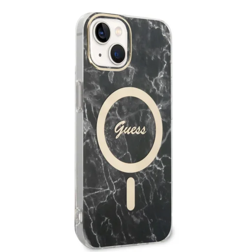 iPhone 14 Guess BUGUHMP14SHMEACSK Marble MagSafe kompatibilis hátlap + vezeték nélküli töltő fekete - 5