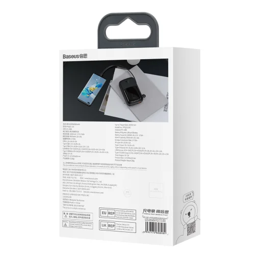 Baseus Qpow Pro Powerbank 10000mAh USB + TYP C - PD 22,5W Type C kábellel fekete - 5