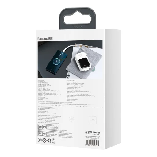 Baseus Qpow Pro Powerbank 20000mAh USB + TYP C - PD 22,5W Type C kábellel fehér - 3