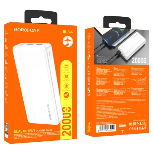 Borofone BJ24A Powerbank 20000mAh 2xUSB fehér - 4