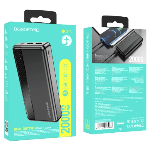 Borofone BJ24A Powerbank 20000mAh 2xUSB fekete - 4