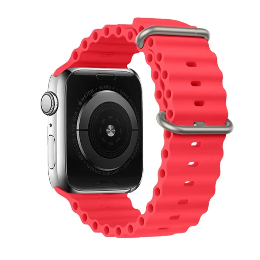 Apple Watch 42/44/45/49 mm Silikónový remienok design 1 červený - 1