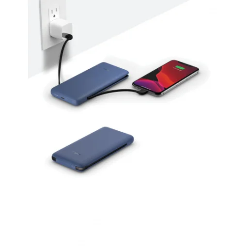 Belkin BoostCharge Plus USB-C Powerbank 10000 mAh, PD 18W kék integrált USB-C és Lightning kábelekkel (BPB006btBLU) - 6