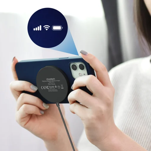 Choetech mágneses vezeték nélküli töltő 15W MagSafe iPhone 12/13/14 fekete (T518-F-BK) - 7