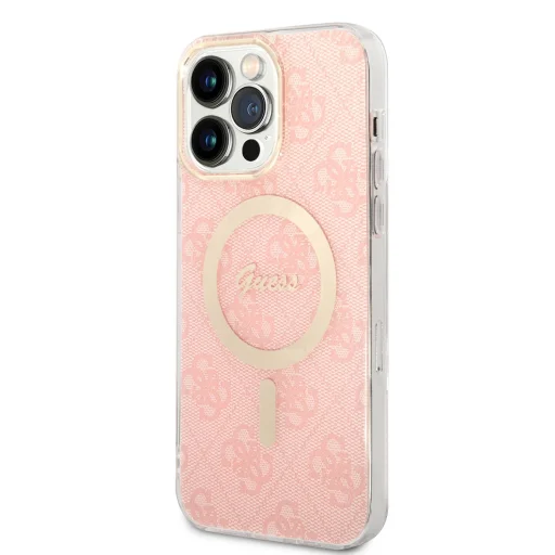 iPhone 14 Pro Guess BUGUHMP14LH4EACSP 4G MagSafe kompatibilis telefontok + vezeték nélküli töltő rózsaszín - 5