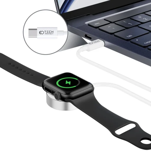 Tech-Protect Ultraboost mágneses Apple Watch Type C töltőkábel 120 cm fehér - 3