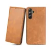 Samsung Galaxy A34 5G mágneses pánt nélküli PU bőr fliptok kártyatartóval világosbarna Alphajack thumbnail