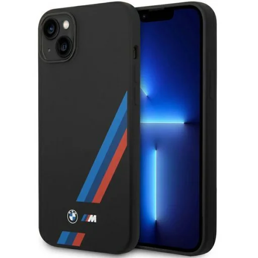  iPhone 14 Plus fekete BMW BMHCP14M22SOTK Szilikon Slanted Stripes tok - 1