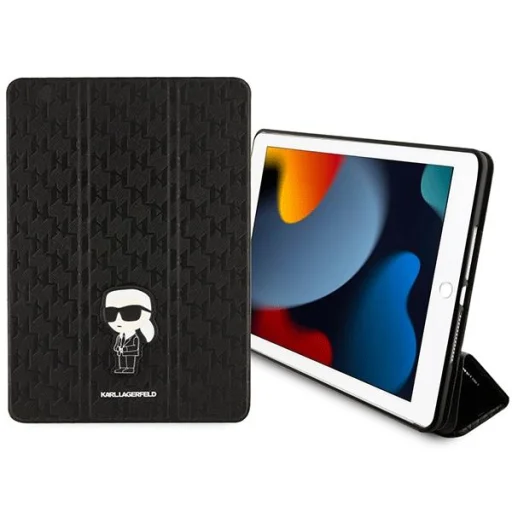 iPad 10.2'' Karl Lagerfeld KLFC10SAKHPKK Saffiano Monogram Ikonik Folio Magnet Allover tok fekete - 3