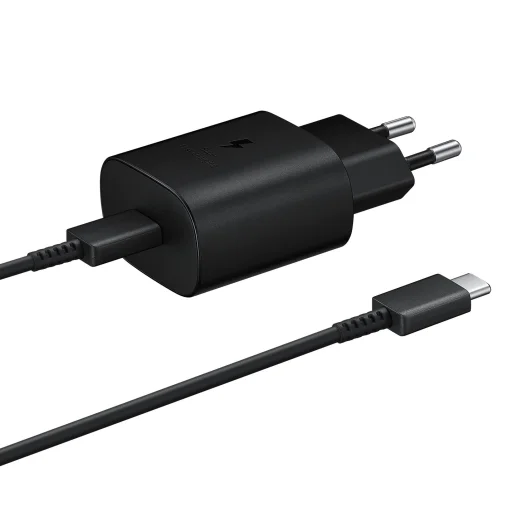 Samsung gyári 25W hálózati töltő adapter + USB-C kábel 1m fekete (EP-TA800XBE) - 1