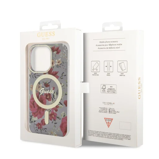 iPhone 14 Pro Guess PC/TPU Flowers IML MagSafe kompatibilis tok (GUHMP14LHCFWSA) - 3