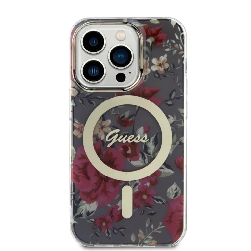 iPhone 14 Pro Guess PC/TPU Flowers IML MagSafe kompatibilis tok (GUHMP14LHCFWSA) - 6