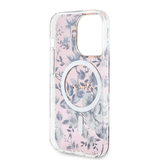 iPhone 14 Pro Guess PC/TPU Flowers IML MagSafe kompatibilis tok rózsaszín (GUHMP14LHCFWSP) - 6