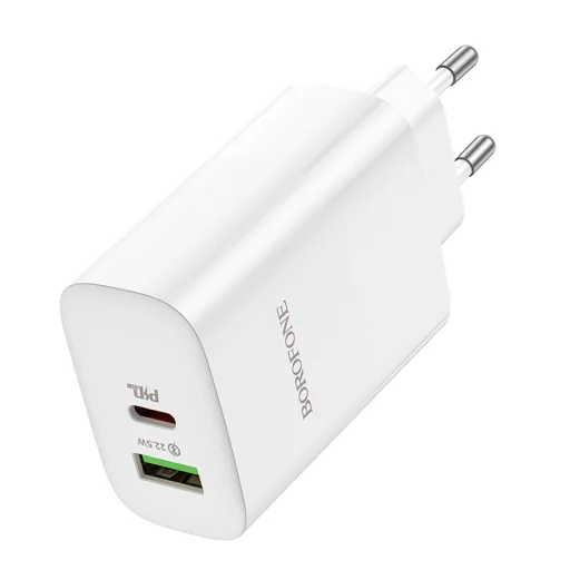 Borofone BN10 SunLight fali töltő adapter USB + Type C QC 3.0 PD 65W fehér - 4