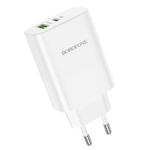 Borofone BN10 SunLight fali töltő adapter USB + Type C QC 3.0 PD 65W fehér - 5