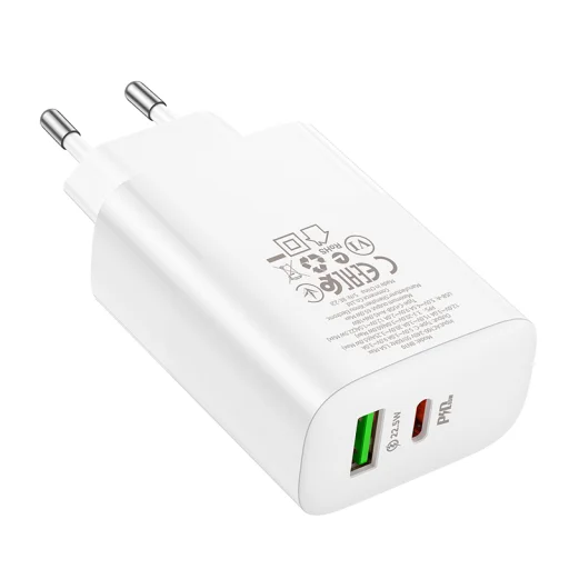 Borofone BN10 SunLight fali töltő adapter USB + Type C QC 3.0 PD 65W fehér - 8