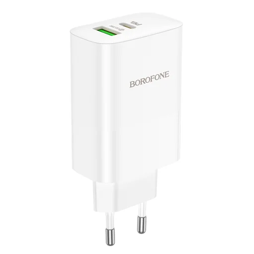 Borofone BN10 SunLight fali töltő adapter USB + Type C QC 3.0 PD 65W fehér - 1