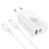 Borofone BN10 SunLight fali töltő adapter USB + Type C QC 3.0 PD 65W + Type C - Type C kábel fehér thumbnail