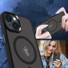 iPhone 15 Plus MagSafe-kompatibilis áttetsző matt tok fekete Alphajack thumbnail