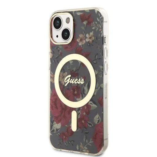 iPhone 14 Guess PC/TPU Flowers IML MagSafe kompatibilis tok (GUHMP14SHCFWSA) - 1