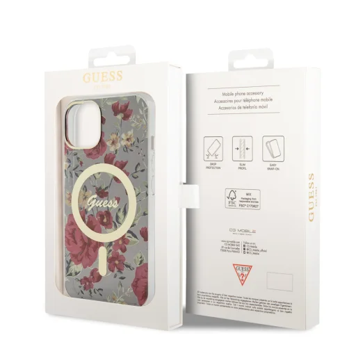 iPhone 14 Guess PC/TPU Flowers IML MagSafe kompatibilis tok (GUHMP14SHCFWSA) - 5