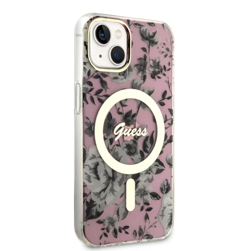 iPhone 14 Guess PC/TPU Flowers IML MagSafe kompatibilis tok rózsaszín (GUHMP14SHCFWSP) - 4