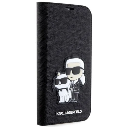iPhone 14 Pro Karl Lagerfeld KLBKP14LSANKCPK PU Saffiano Karl és Choupette NFT fliptok fekete - 5