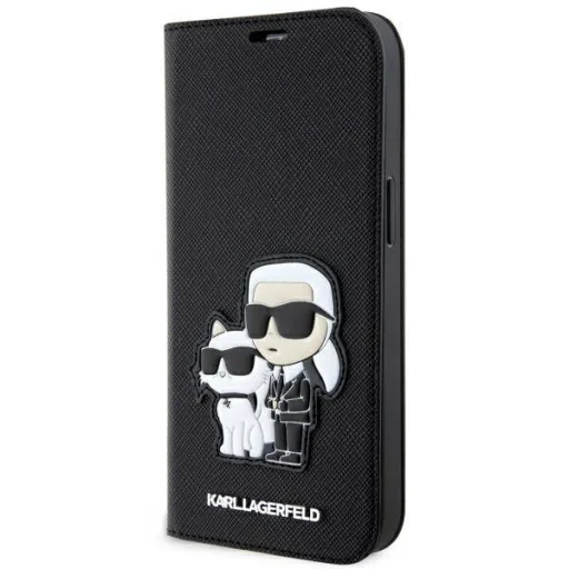 iPhone 14 Pro Karl Lagerfeld KLBKP14LSANKCPK PU Saffiano Karl és Choupette NFT fliptok fekete - 1