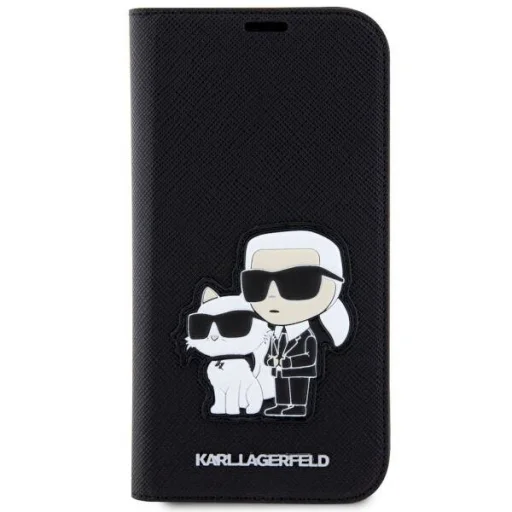 iPhone 14 Pro Karl Lagerfeld KLBKP14LSANKCPK PU Saffiano Karl és Choupette NFT fliptok fekete - 4