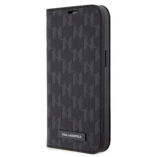 iPhone 14 Pro Karl Lagerfeld KLBKP14LSAKLHPK PU Saffiano Monogram fliptok fekete - 2