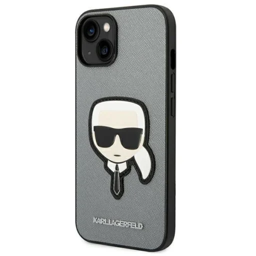 iPhone 14 Karl Lagerfeld Saffiano Head Patch telefontok ezüst (KLHCP14SSAPKHG) - 3