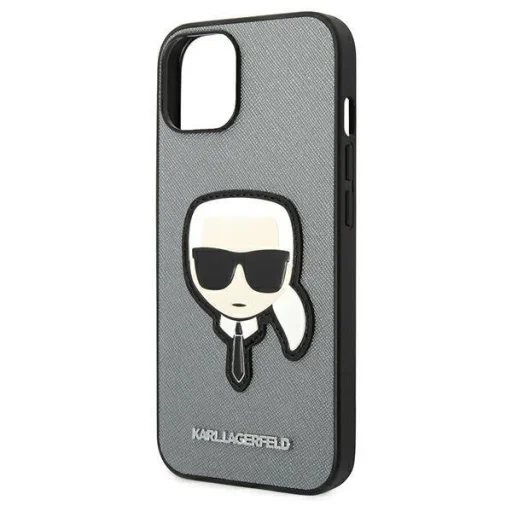 iPhone 14 Karl Lagerfeld Saffiano Head Patch telefontok ezüst (KLHCP14SSAPKHG) - 5