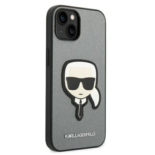 iPhone 14 Karl Lagerfeld Saffiano Head Patch telefontok ezüst (KLHCP14SSAPKHG) - 6