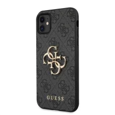 iPhone 11 Guess PU 4G Metal Logo tok szürke (GUHCN614GMGGR)