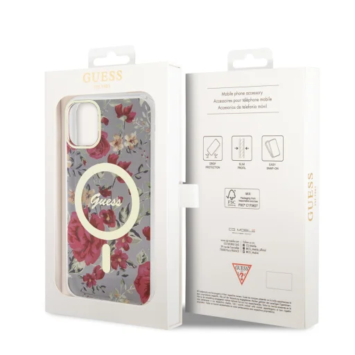 iPhone 11 Guess PC/TPU Flowers IML MagSafe kompatibilis tok (GUHMN61HCFWSA) - 6
