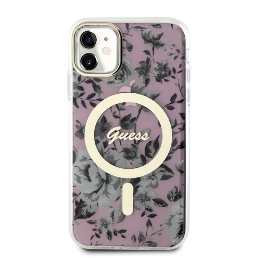 iPhone 11 Guess PC/TPU Flowers IML MagSafe kompatibilis tok rózsaszín (GUHMN61HCFWSP) - 2