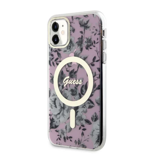 iPhone 11 Guess PC/TPU Flowers IML MagSafe kompatibilis tok rózsaszín (GUHMN61HCFWSP) - 1