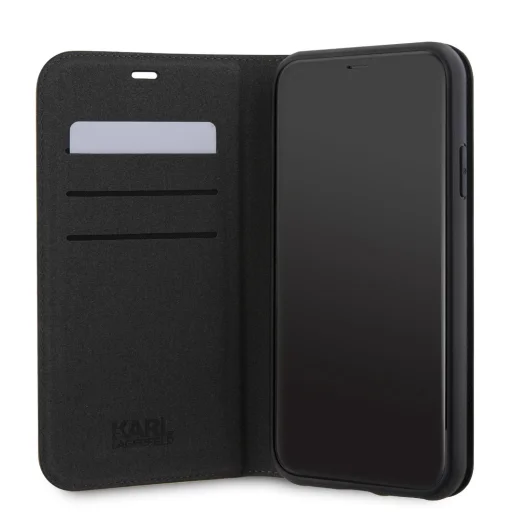 iPhone 11 Karl Lagerfeld PU Saffiano Monogram fliptok fekete (KLBKN61SAKLHPK) - 5