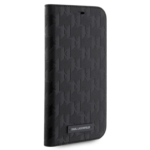 iPhone 11 Karl Lagerfeld PU Saffiano Monogram fliptok fekete (KLBKN61SAKLHPK) - 3