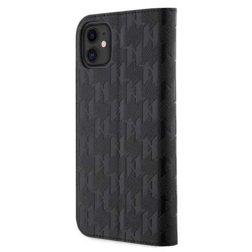 iPhone 11 Karl Lagerfeld PU Saffiano Monogram fliptok fekete (KLBKN61SAKLHPK) - 4