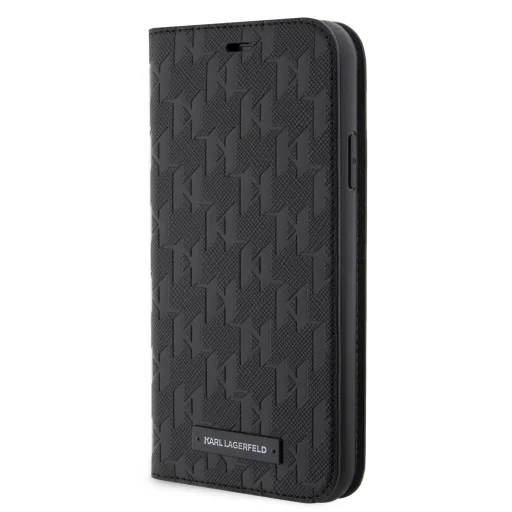 iPhone 11 Karl Lagerfeld PU Saffiano Monogram fliptok fekete (KLBKN61SAKLHPK) - 1