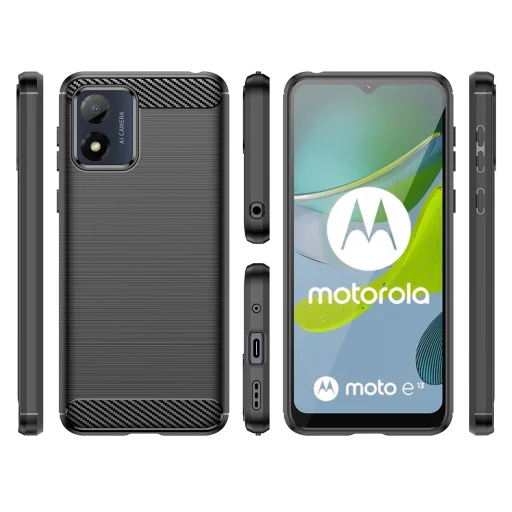 Motorola Moto E13 Carbon szénszál mintájú TPU tok fekete - 8