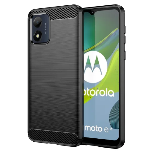 Motorola Moto E13 Carbon szénszál mintájú TPU tok fekete - 1