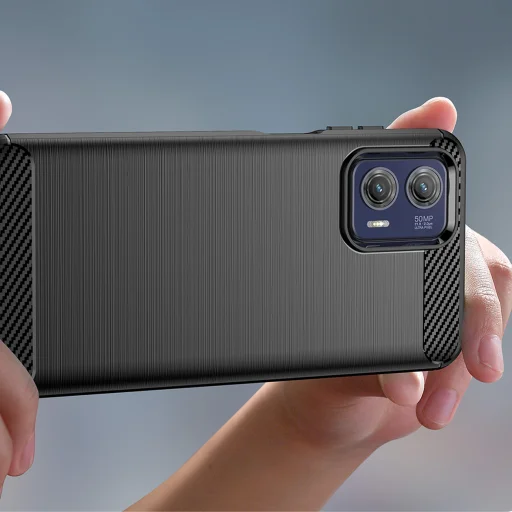 Motorola Moto G73 5G Carbon szénszál mintájú TPU tok fekete - 5