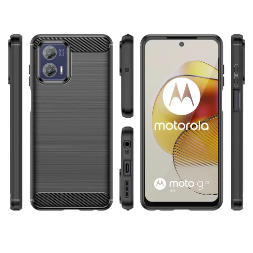 Motorola Moto G73 5G Carbon szénszál mintájú TPU tok fekete - 8
