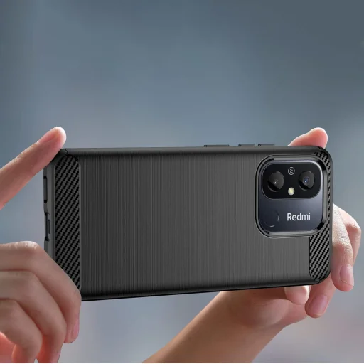 Xiaomi Redmi A11/Poco C55/Redmi 12C Carbon szénszál mintájú TPU tok fekete - 2
