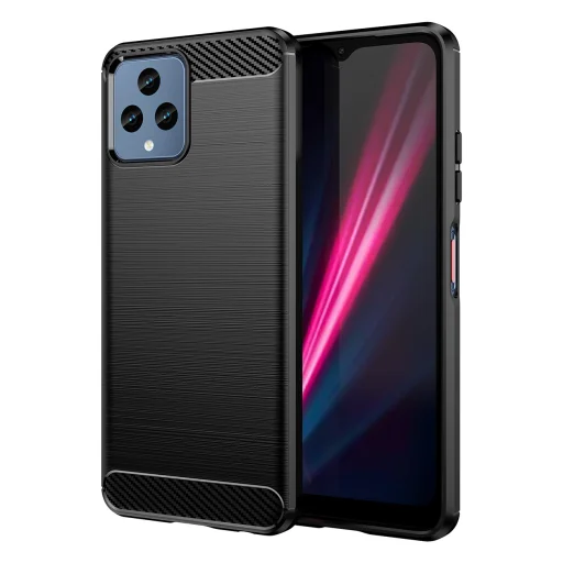 T-Mobile Revvl 6 5G Carbon szénszál mintájú TPU tok fekete - 1