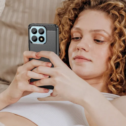 Honor X8a Carbon szénszál mintájú TPU tok fekete - 3
